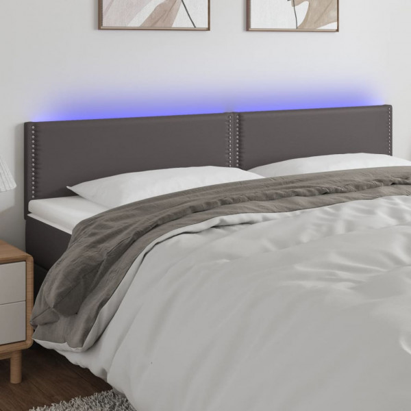 Cabecero con LED cuero sintético gris 200x5x78/88 cm D