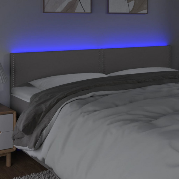 Cabecero con LED cuero sintético gris 200x5x78/88 cm M 3