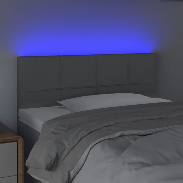 Cabeceira de cama c/luzes LED tecido 100x5x78/88 cm cinza-claro M 3