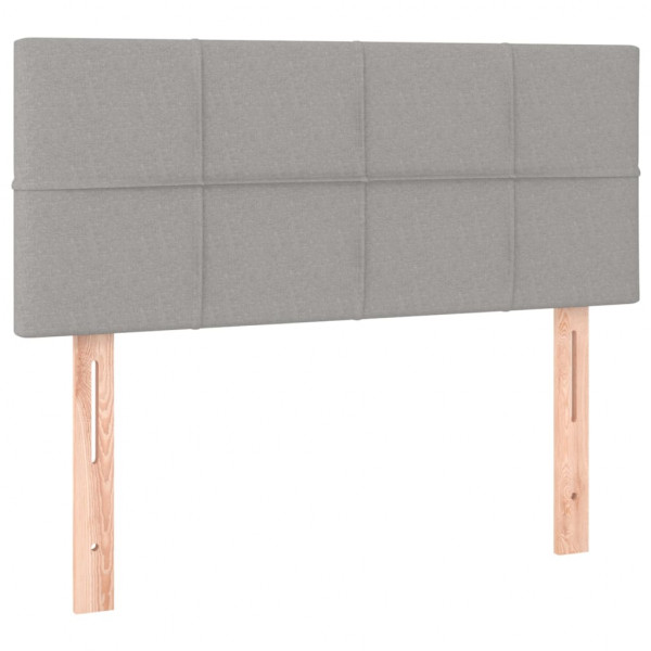 Cabeceira de cama c/luzes LED tecido 100x5x78/88 cm cinza-claro M 4