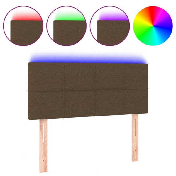 Cabecero con LED de tela marrón oscuro 100x5x78/88 cm M 2