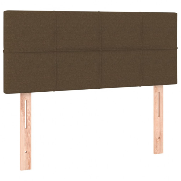 Cabeceira de cama c/ luzes LED tecido 100x5x78/88 cm castanho M 4