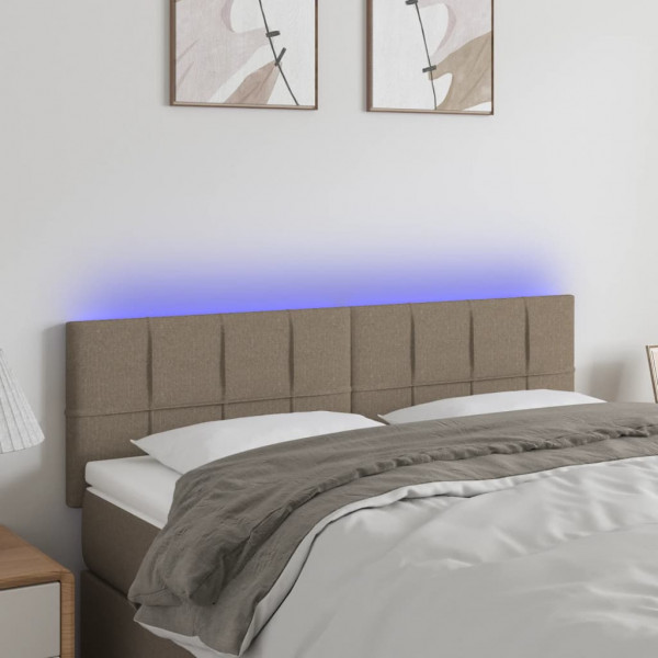 Cabecero con LED de tela gris taupe 144x5x78/88 cm D
