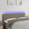 Cabeceira cama luzes LED tecido 144x5x78/88cm cinza-acastanhado 1