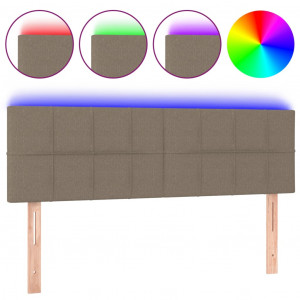 Cabecero con LED de tela gris taupe 144x5x78/88 cm H