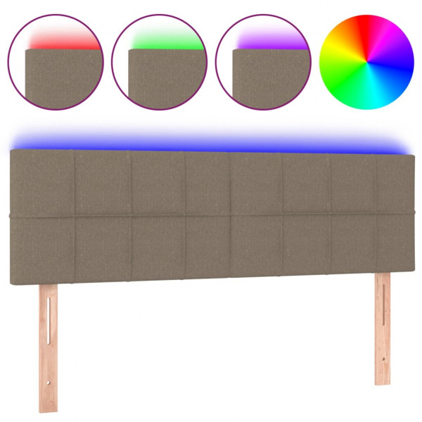 Cabecero con LED de tela gris taupe 144x5x78/88 cm M 2