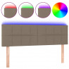 Cabeceira cama luzes LED tecido 144x5x78/88cm cinza-acastanhado 2