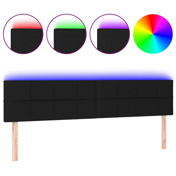 Cabecero con LED de tela negro 200x5x78/88 cm M 2