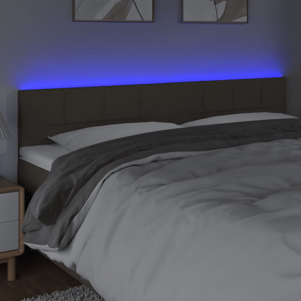 Cabeceira cama luzes LED tecido 200x5x78/88cm cinza-acastanhado M 3