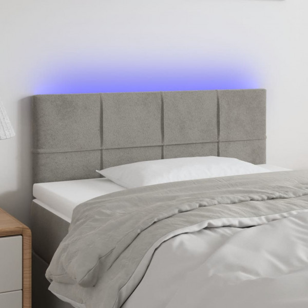 Cabecero con LED de terciopelo gris claro 80x5x78/88 cm D