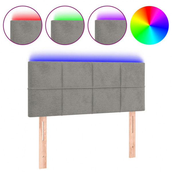 Cabecero con LED de terciopelo gris claro 80x5x78/88 cm M 2
