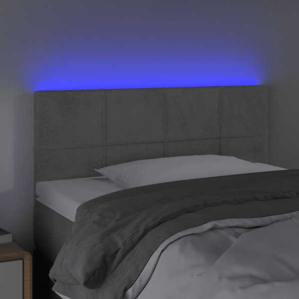 Cabeceira de cama c/ luzes LED veludo 80x5x78/88 cm cinza-claro M 3