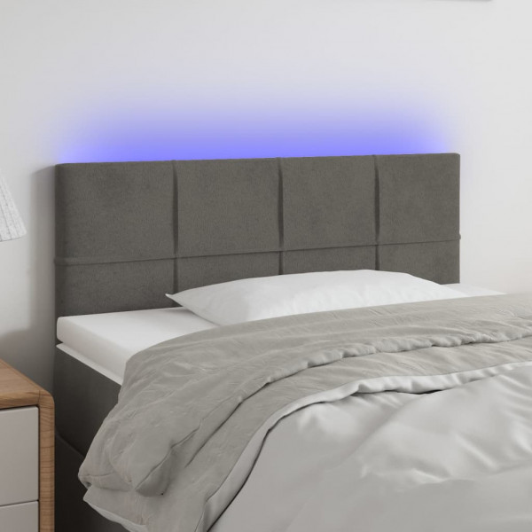 Cabecero con LED de terciopelo gris oscuro 80x5x78/88 cm D