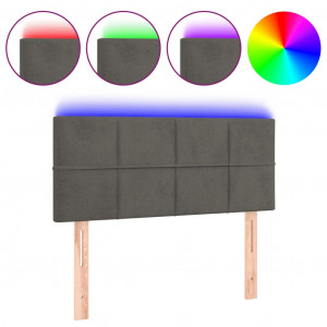 Cabecero con LED de terciopelo gris oscuro 80x5x78/88 cm H