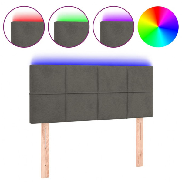Cabeceira de cama c/ luzes LED veludo 80x5x78/88cm cinza-escuro M 2