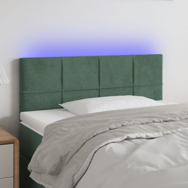Cabecero con LED de terciopelo verde oscuro 80x5x78/88 cm D