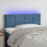 Cabeceira de cama c/ luzes LED veludo 80x5x78/88 cm azul-escuro 1