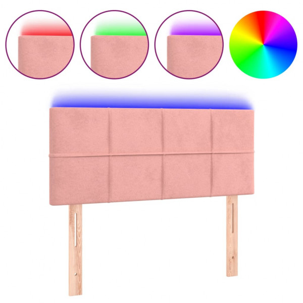 Cabecero con LED de terciopelo rosa 80x5x78/88 cm M 2