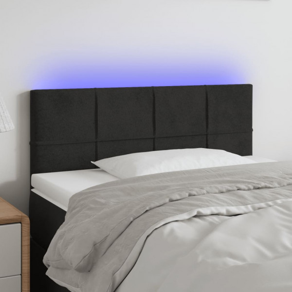 Cabecero con LED de terciopelo negro 100x5x78/88 cm D