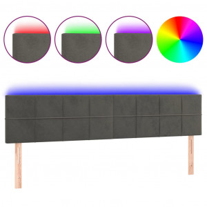 Cabecero con LED de terciopelo gris oscuro 160x5x78/88 cm H