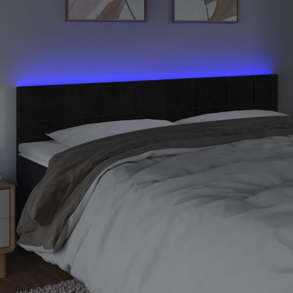 Cabecero con LED de terciopelo negro 160x5x78/88 cm M 3