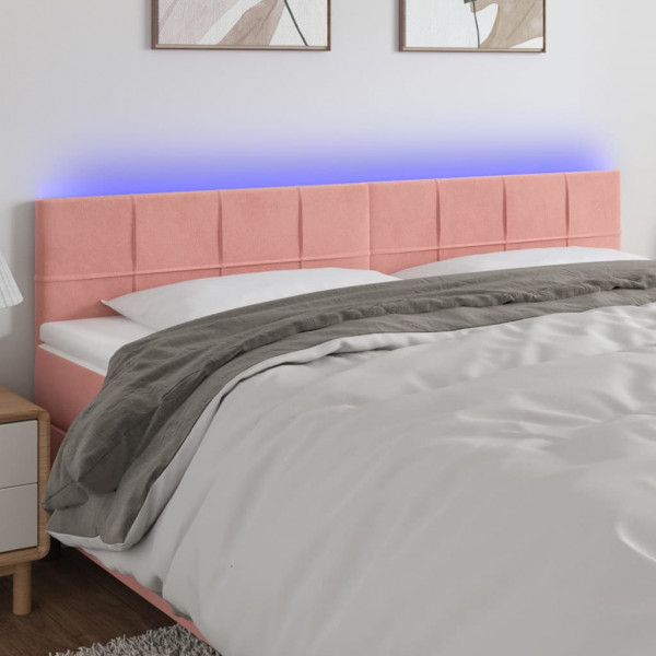 Cabecero con LED de terciopelo rosa 160x5x78/88 cm D