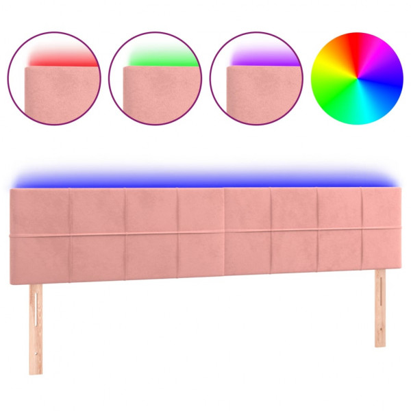 Cabecero con LED de terciopelo rosa 160x5x78/88 cm M 2