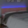 Cabeceira de cama c/ luzes LED veludo 160x5x78/88 cm rosa 3