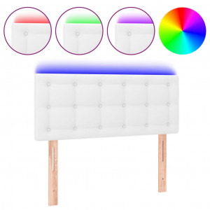 Cabecero con LED cuero sintético blanco 80x5x78/88 cm H