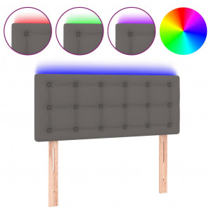 Cabecero con LED cuero sintético gris 80x5x78/88 cm H