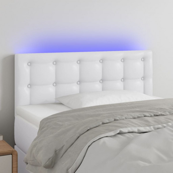 Cabecero con LED cuero sintético blanco 90x5x78/88 cm M 3