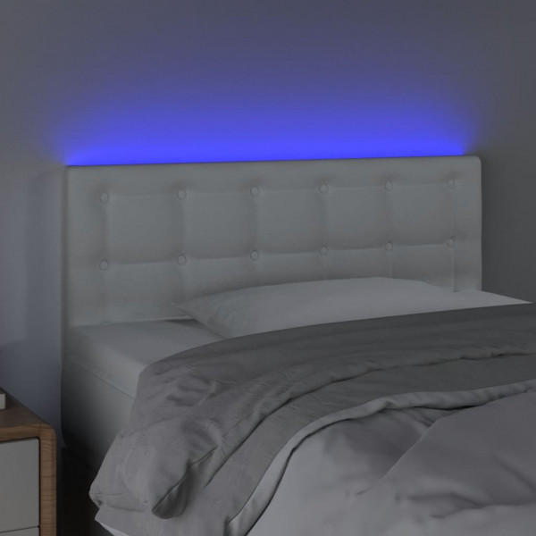 Cabecero con LED cuero sintético blanco 90x5x78/88 cm M 4