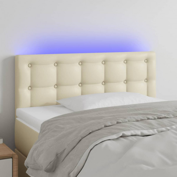 Cabecero con LED cuero sintético color crema 90x5x78/88 cm D