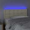Cabeceira de cama c/ LED 90x5x78/88 cm couro artificial creme 3