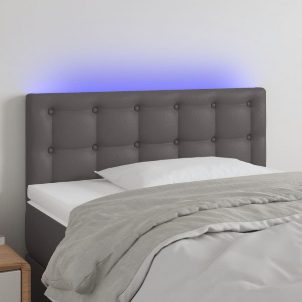 Cabecero con LED cuero sintético gris 90x5x78/88 cm D