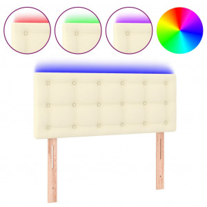 Cabecero con LED cuero sintético color crema 100x5x78/88 cm H