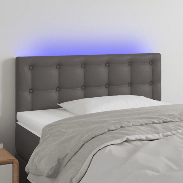 Cabecero con LED cuero sintético gris 100x5x78/88 cm D