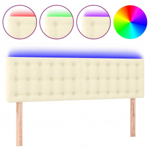 Cabecero con LED cuero sintético color crema 144x5x78/88 cm H