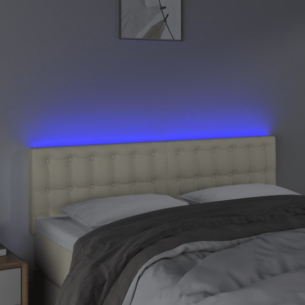 Cabeceira com LED couro sintético creme 144x5x78/88 cm M 3