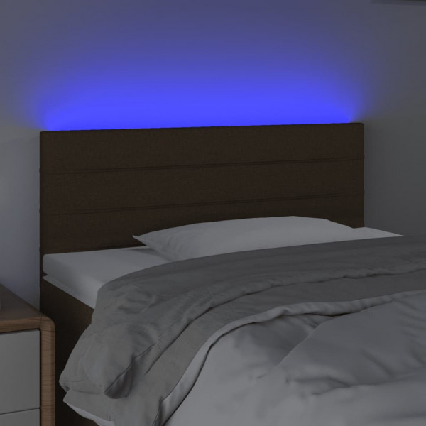 Cabeceira de cama c/ luzes LED tecido 80x5x78/88 cm castanho M 3