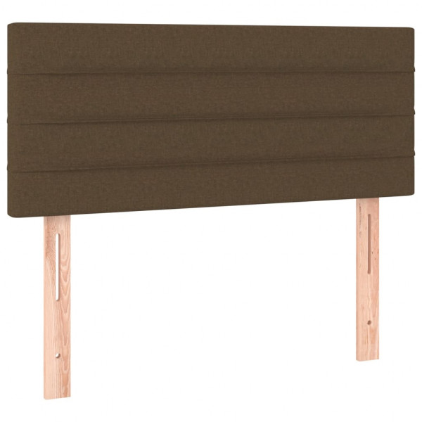 Cabeceira de cama c/ luzes LED tecido 100x5x78/88 cm castanho M 4