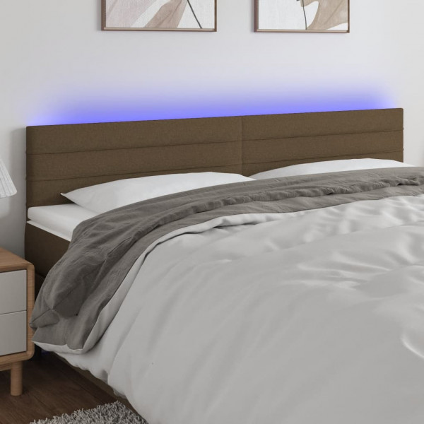 Cabecero con LED de tela marrón oscuro 160x5x78/88 cm D