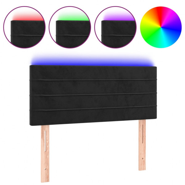 Cabeceira de cama c/ luzes LED veludo 80x5x78/88 cm preto M 2
