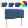 Cabeceira de cama c/ luzes LED veludo 80x5x78/88 cm azul-escuro 2