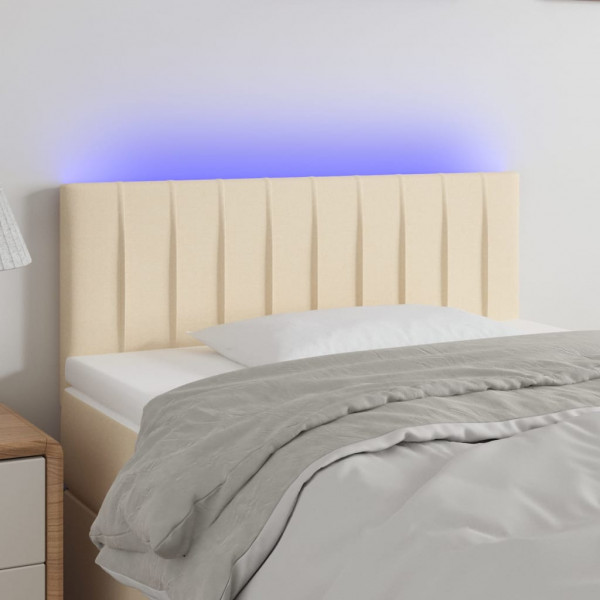 Cabecero con LED de tela color crema 90x5x78/88 cm D