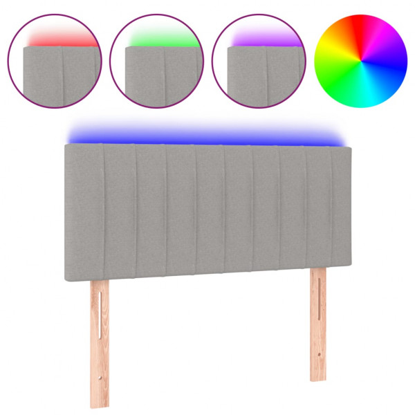 Cabecero con LED de tela gris claro 100x5x78/88 cm M 2