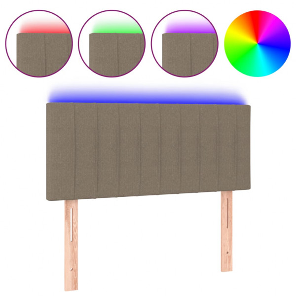 Cabecero con LED de tela gris taupe 100x5x78/88 cm M 2