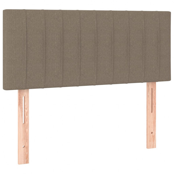 Cabeceira cama luzes LED tecido 100x5x78/88cm cinza-acastanhado M 4