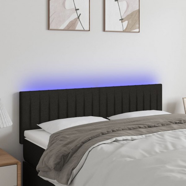 Cabecero con LED de tela negro 144x5x78/88 cm D