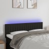 Cabeceira de cama c/ luzes LED tecido 144x5x78/88 cm preto 1